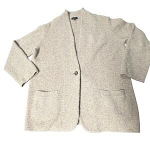 J.Crew XL Wool Alpaca Cardigan Sweater Tan Beige Open Front Cozy Womens
